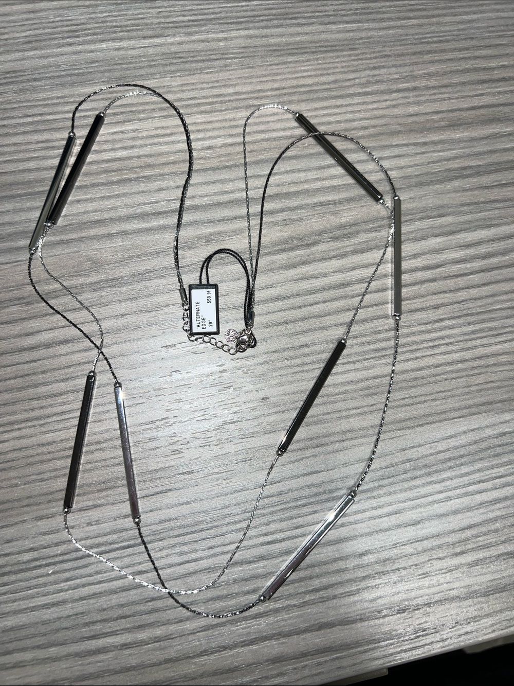 Layered Bar Pendant Necklace in Silver and Black